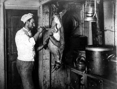 4ntymateria - Kucharz przygotowuje pingwina na obiad, Wyprawa na Antarktydę, 1915 #hi...