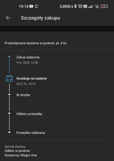 PanBulibu - Jest szansa, że #allegro ma jakiś lag w informacjach o statusie paczki cz...