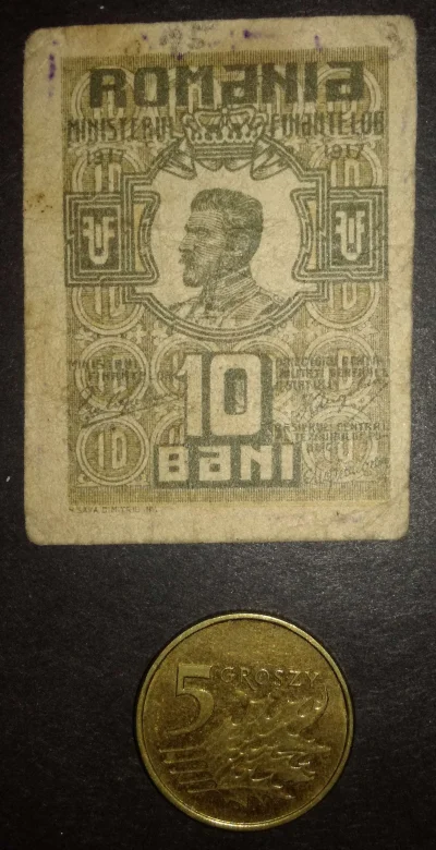 IbraKa - Najmniejszy banknot na świecie. Rumuńskie 10 bani emisji z 1917 roku wydany ...