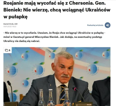 szurszur - Gen. Bieniek ostrzega, że wycofanie z Chersonia może być pułapką.

 W świ...