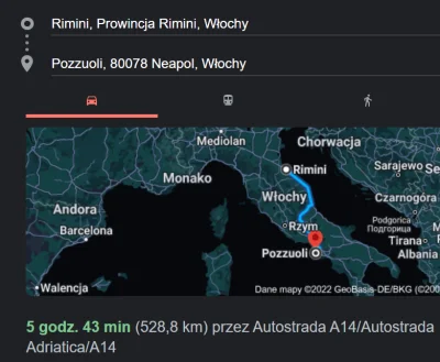 B.....n - @Sladami_Przygody: Aż sprawdziłem ile kilometrów dzieli Pozzuoli od Rimini....