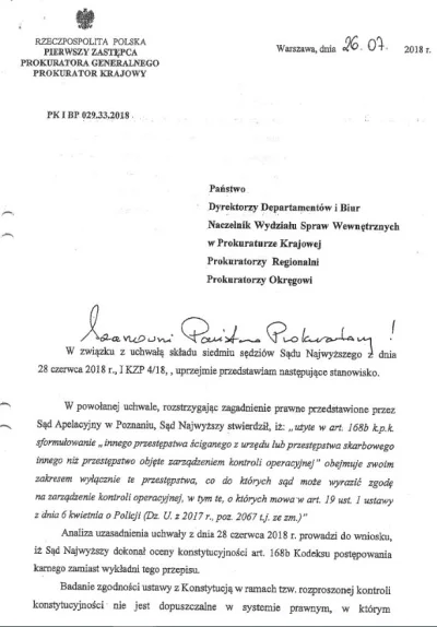 WatchdogPolska - Rok 2018, pytamy Prokuraturę Krajową o list Prokuratora Bogdana Świę...