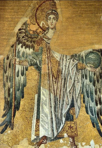 Loskamilos1 - Mozaika przedstawiająca archanioła Gabriela stworzona w dawnym kościeln...