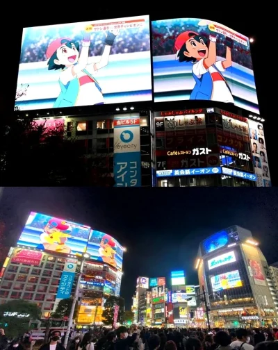 Sweet-Jesus - Ogłosili zwycięstwo Asha na dużych ekranach, Shibuya w Japonii.