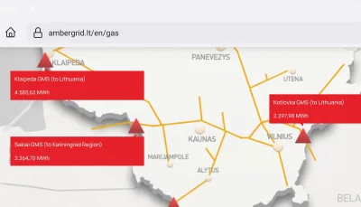 amadeus_czest - Aktualny przesył gazu do Kaliningradu przez Litwę - Sakiai GMS (to Ka...