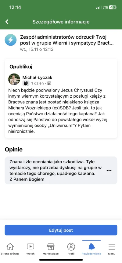 LyczakMichal - Pytanie na grupie wiernych korzystających z posługi FSSPX.

#wroniecka...
