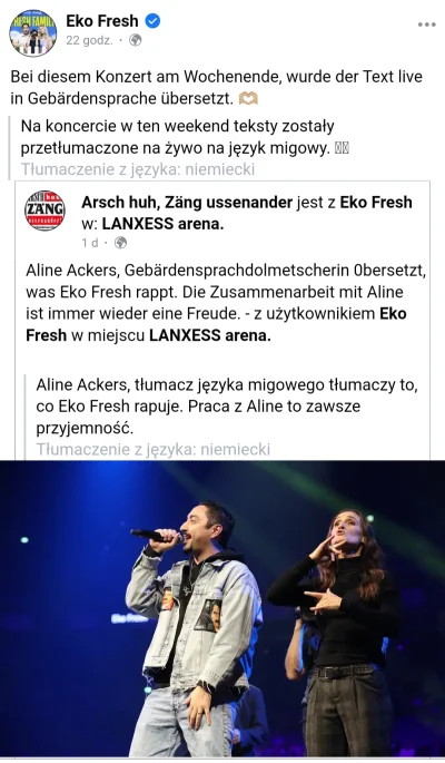 PaNaTypa - #ciekawostka w #niemcy. Koncert rapera Eko Fresh był tłumaczony przez tłum...