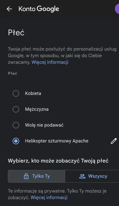 Tytanowy_Lucjan - Jak zawsze: 01.01.1901 r. 
płeć? Helikopter Szturmowy Apache ( ͡° ͜...