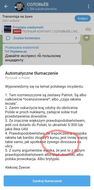 seman2zajety - "Prawdopodobieństwo, że współczesna rosyjska rakieta tak bardzo zboczy...