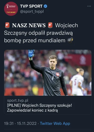 dziki17 - #tvpis #tvpsport #wojna 
Timing TVP jak zwykle super. Po chwili usunęli.