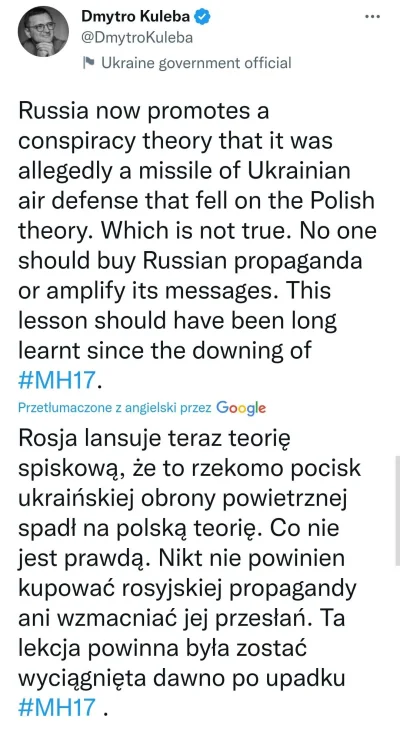 Kroomka - > kłamał? Bo złożył kondolencje i powtórzył to, o czym donosiły amerykański...