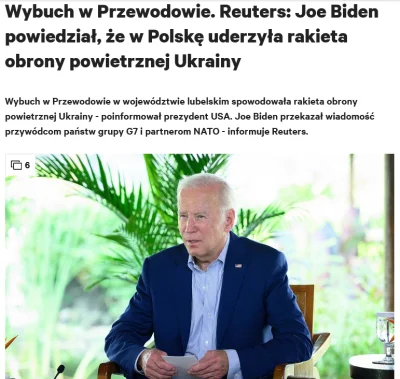 Shewie - Pocisk był wystrzelony przez Ukraińską OPL. 
Potwierdził Biden podczas spot...