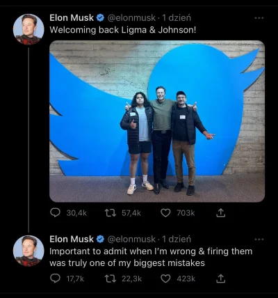 Korda - Elon przywrócił zwolnionych programistów. 

#elonmusk #elonpizmo #twitter