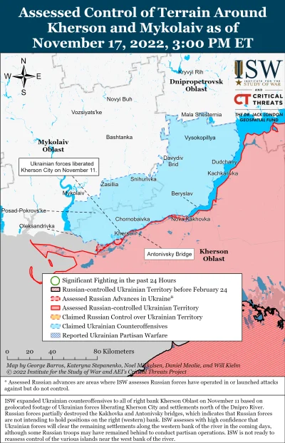 Kagernak - Obrona rosyjska w Chersoniu

Siły rosyjskie 17 listopada kontynuowały dz...