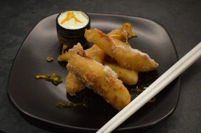 chef-kevin-ashton - Here is my latest recipe Pears cooked in a Tempura batter, dusted...