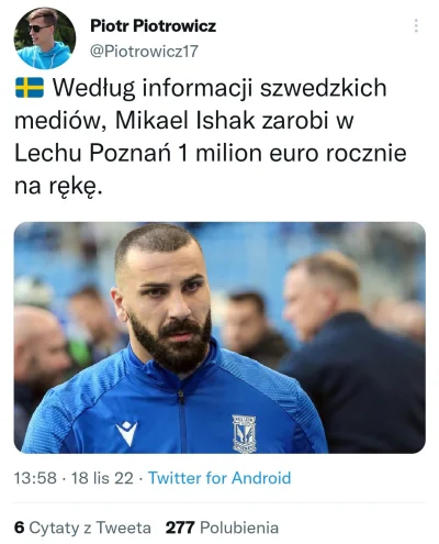 latarnikpolityczny - #lechpoznan #mecz

Gytek mial +- 400k euro rocznie, nawet biorac...