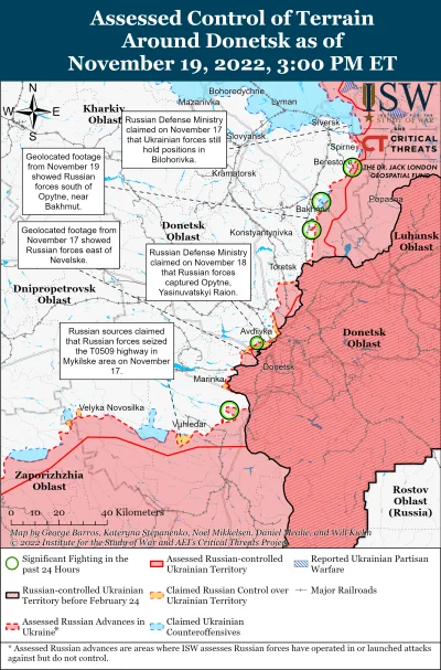 Kagernak - Region Doniecka
Siły rosyjskie kontynuowały 19 listopada działania ofensy...