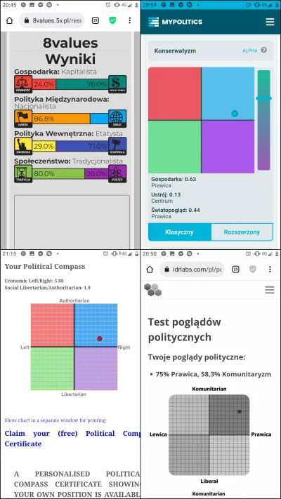 Zoyav - nudzi mi się, więc zrobiłam sobie 4 różne testy polityczne i w każdym wyszło ...