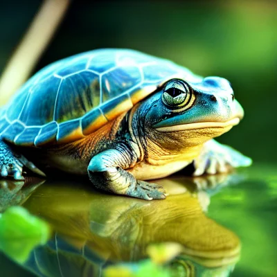 Rougelord - #midjourney skrzyżowałem żabę z żółwiem #hybrydy #zwierzeta #photoshop