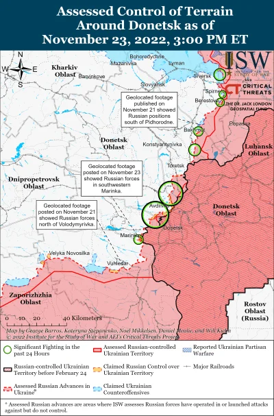 Kagernak - Obwód doniecki

Siły rosyjskie kontynuowały 23 listopada działania ofens...