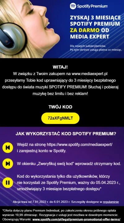 AnaliaOdtylia - #rozdajo #spotify
hejo :) przyda się komuś kod na 3 miesiące darmowe...