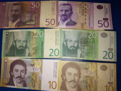 IbraKa - Ostatnia emisja banknotów Jugosławii z 2000 roku, a obok współczesne serbski...