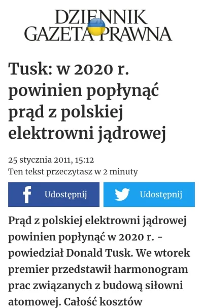 Volki - Tusk obiecywał prąd z elektrowni atomowej do 2020 r.

A prądu wciąż nie ma ja...