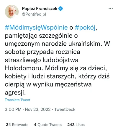 damienbudzik - Nawet papież ma mężczyzn w pompie i modli się tylko za kobiety, dzieci...