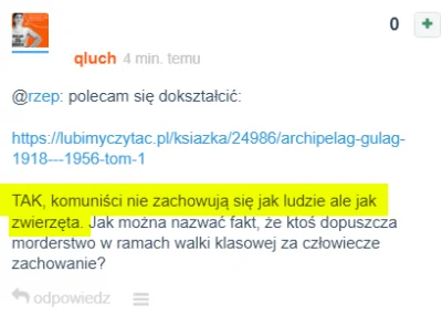 rzep - > gdzie porównuję komunistów do zwierząt?

@qluch: O dokładnie tutaj mireczk...