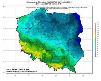 Xtreme2007 - Usłonecznienie w Polsce w listopadzie 2022. Lokalnie mieliśmy mniej niż ...