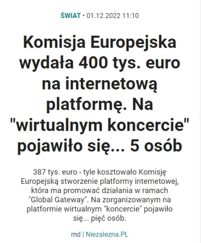 Tom_Ja - Informacja nieprawdziwa - nie impreza kosztowała 400k euro, tylko platforma,...