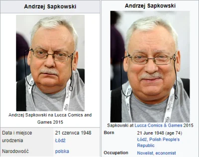 Lulu_Quest - Andrzej Sapkowski w angielskiej Wikipedii wydaje się czuć lepiej niż w p...