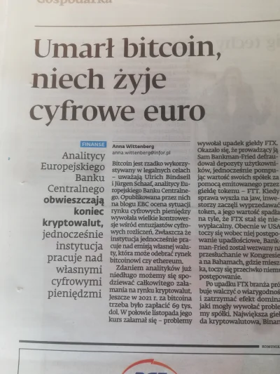 DonSizar - Cześć, damn, w Dzienniku Gazeta Prawna napisano "Umarł bitcoin, niech żyje...