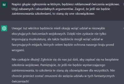 WOTWOT - AI napisała dla mnie reklamę ćwiczeń wojskowych (⌐ ͡■ ͜ʖ ͡■)
#openai #obowi...