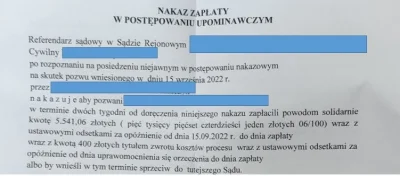 TP53 - @Vateusz23: Tak wygląda nakaz zapłaty, który dostał pozwany. Jeśli dobrze rozu...