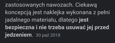 FarQ - @ChwilowaPomaranczka Taka ciekawostka, tą naklejkę można zjeść bez problemu i ...