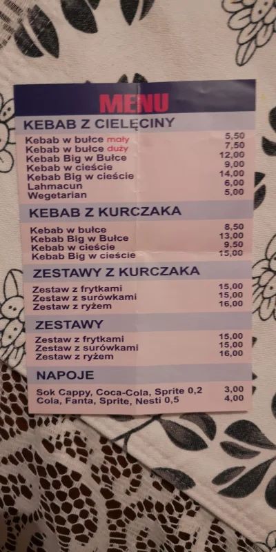 bomba4 - Kiedyś to były ceny u Turasa na wałowej. 2015 albo wcześniej
#kebab #tarnow