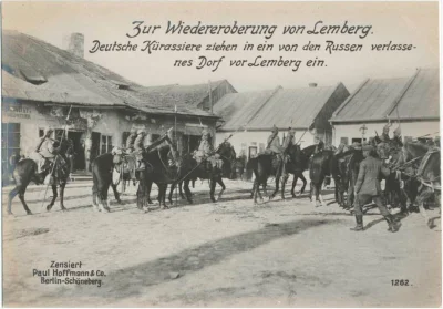 Hans_Kropson - Niemieccy kirasjerzy wkraczaj do wsi w pobliżu Lwowa rok 1915

#iwoj...
