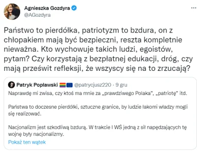 Z.....n - Gozdyra pokazała tutaj kompletne nie zrozumienie tematu. Po jaki CH@J społe...