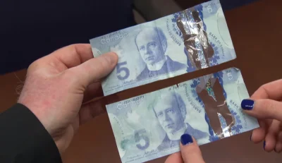 IbraKa - @moll: holograficzny element na przezroczystej powierzchni banknotów fałszyw...