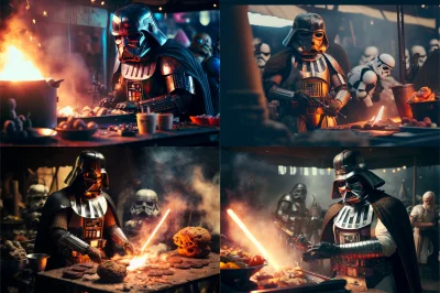 MarcinOrlowski - Steampunk Darth Vader cooking burger patties

#aiart #chatgpt #mar...