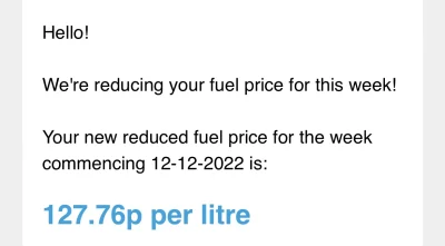 sh2dov - Dzisiaj dostalem korekte ceny paliwa dzisiaj.