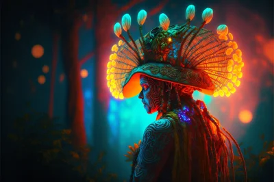 MarcinOrlowski - Prompt: "Mysterious and enchanting dance of a Mayan shaman, vivid co...