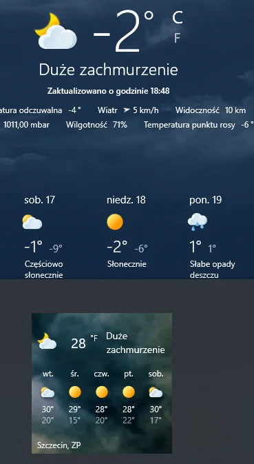 kicek3d - #windows Czy tylko u mnie popsuła się pogoda i na kafelku pokazuje farenhaj...
