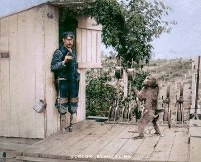 wfyokyga - "Double leg amputee railway signalman, James Wide, photographed working al...