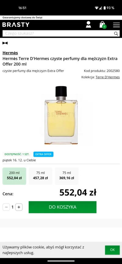 olejek_rurzany - Hermes Parfum bez folii za 550 na brasty
#perfumy