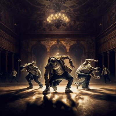 MarcinOrlowski - Prompt: "A detailed concept photo of Victorian breakdancers, dancing...