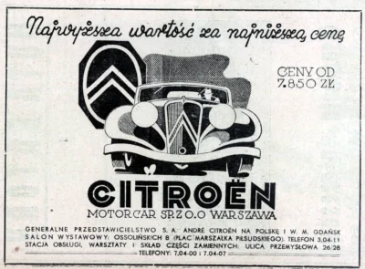 francuskie - Reklama Citroena z 1937 roku 
artykuły o historii motoryzacji w Polsce ...