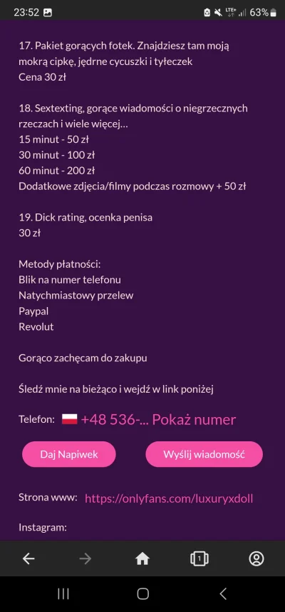 mrsopelek - 30 złotych za to, żeby ci napisała, że masz zajebistego #!$%@? XD