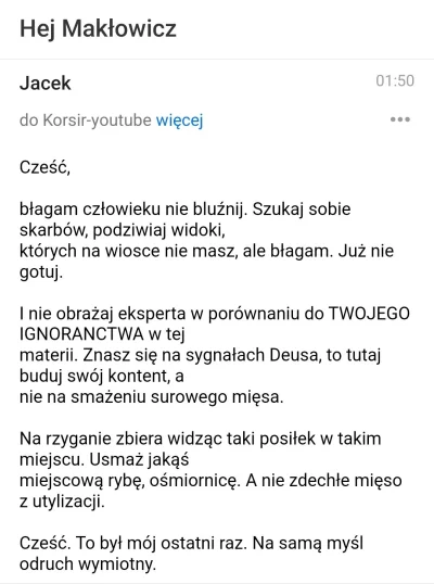 Korsir - @KopecyFan chyba się nie spodobało gotowanie psychowanowi Makłowicza xD